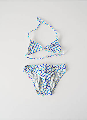 Costum de baie din două piese efect material satinat albastru PRINCESSE ILOU fată