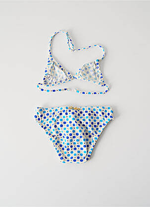 Costum de baie din două piese efect material satinat albastru PRINCESSE ILOU fată