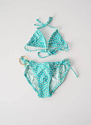 Costum de baie din două piese efect material satinat albastru PRINCESSE ILOU fată