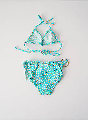 Costum de baie din două piese efect material satinat albastru PRINCESSE ILOU fată