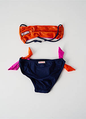 Costum de baie din două piese efect material satinat albastru PRINCESSE ILOU fată