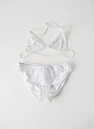 Costum de baie din două piese efect material satinat alb PRINCESSE ILOU fată