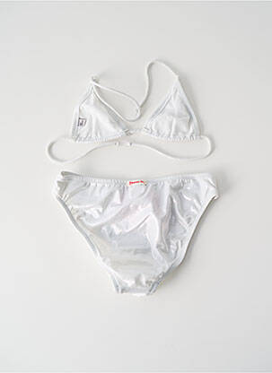 Costum de baie din două piese efect material satinat alb PRINCESSE ILOU fată