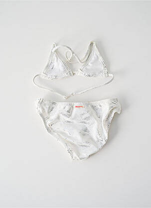 Costum de baie din două piese efect material satinat alb PRINCESSE ILOU fată