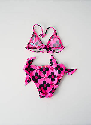 Costum de baie din două piese efect material satinat roz PRINCESSE ILOU fată