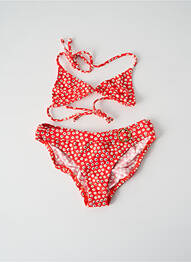 Costum de baie din două piese efect material satinat roșu PRINCESSE ILOU fille