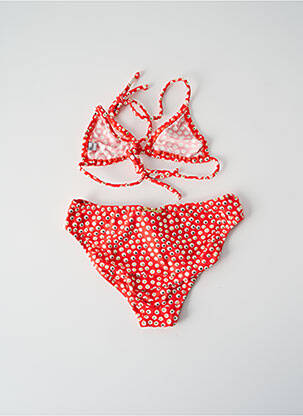 Costum de baie din două piese efect material satinat roșu PRINCESSE ILOU fată