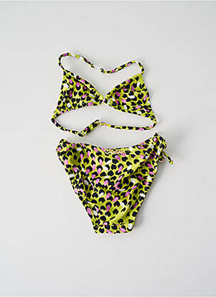 Costum de baie din două piese efect material satinat galben PRINCESSE ILOU fată