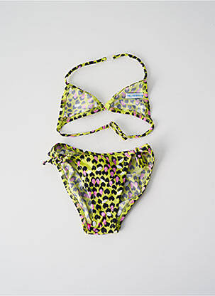 Costum de baie din două piese efect material satinat galben PRINCESSE ILOU fată