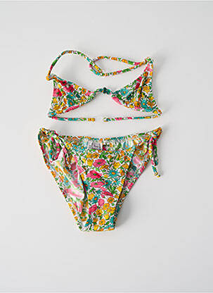 Costum de baie din două piese efect material satinat galben PRINCESSE ILOU fată