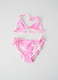 Costum de baie din două piese efect material satinat roz PRINCESSE ILOU fată