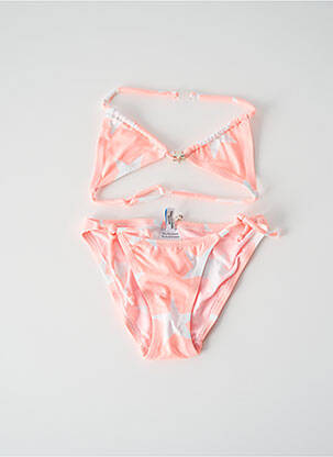 Costum de baie din două piese efect material satinat portocalie PRINCESSE ILOU fată