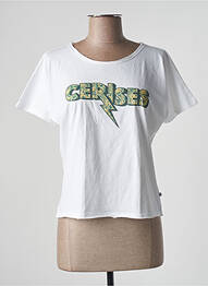 Tricou croială cambrată mâneci scurte alb LE TEMPS DES CERISES fată