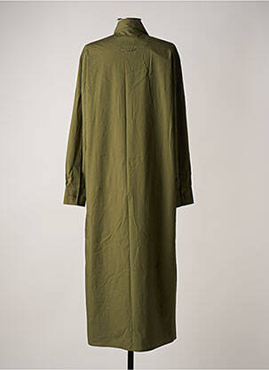 Rochie lungă țesătură poplin mâneci lungi verde CHICOSOLEIL femeie