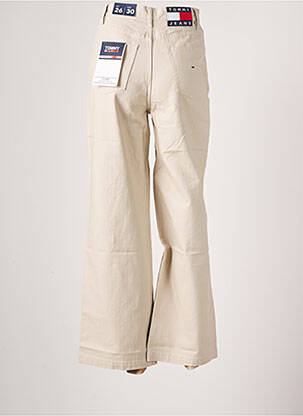 Pantalon larg închidere cu fermoar sub clapetă cu nasturi talie înaltă bej TOMMY HILFIGER femeie
