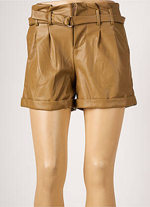 Șort țesătură imitație de piele talie înaltă bej MOLLY BRACKEN femme