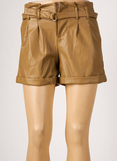 Șort țesătură imitație de piele talie înaltă bej MOLLY BRACKEN femme