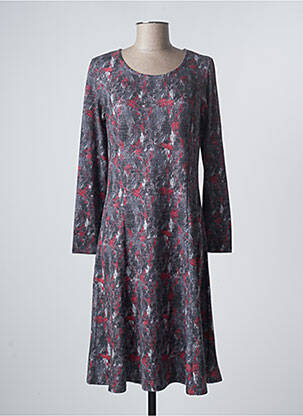 Rochie midi imprimeu fantezie mâneci lungi gri DAMART femeie
