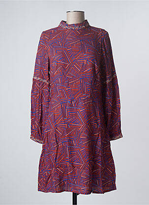 Rochie midi imprimeu fantezie mâneci lungi maro LA FIANCEE DU MEKONG femeie