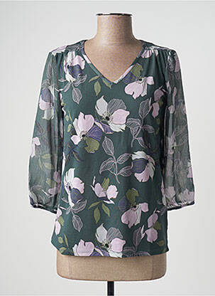 Bluză imprimeu floral mâneci 3/4 verde DAMART femeie