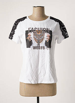 Tricou serigrafie mâneci scurte alb RELISH femeie