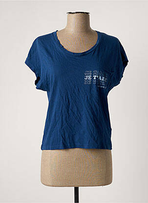 Tricou serigrafie mâneci scurte albastru JANE BLUE femeie
