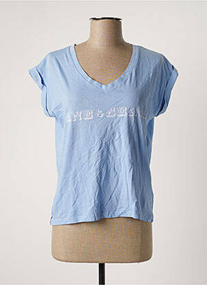 Tricou croială dreaptă mâneci scurte albastru JANE BLUE femeie