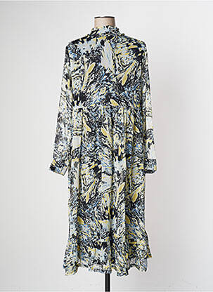 Rochie midi imprimeu fantezie mâneci lungi albastru ICHI femeie