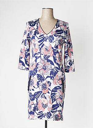 Rochie midi imprimeu floral mâneci 3/4 albastru LE SINGE DE JULIE femeie