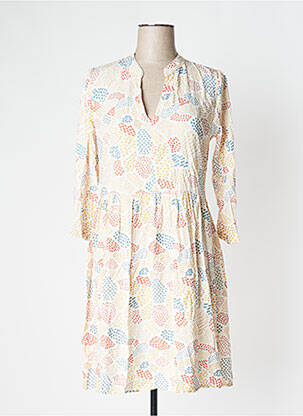 Rochie midi mâneci 3/4 mâneci 3/4 bej PAKO LITTO femeie