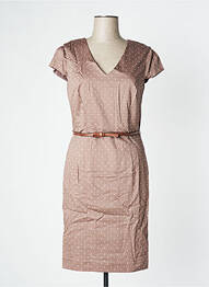 Rochie midi închidere cu fermoar la spate mâneci scurte maro COMMA, femme