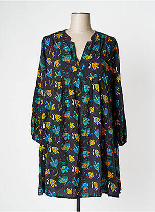 Rochie midi imprimeu fantezie mâneci lungi negru PAKO LITTO femeie