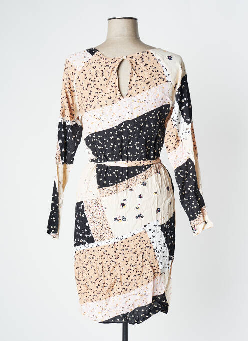 Rochie midi imprimeu floral mâneci lungi bej ICHI femme