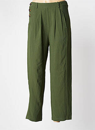 Pantalon drept țesătură poplin mărime normală verde ORFEO femeie