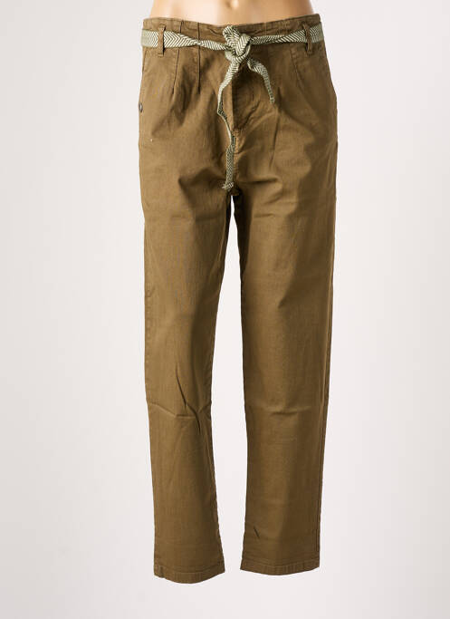 Pantalon drept închidere cu fermoar sub clapetă cu nasturi mărime normală verde PAKO LITTO femme