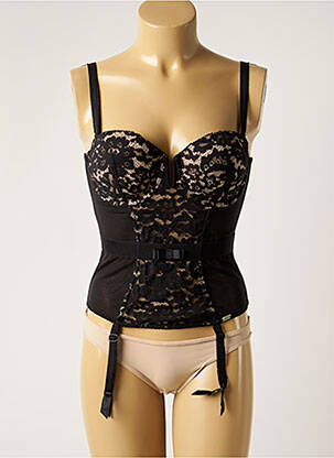 Corset/jartieră efect material satinat negru ROSY femeie
