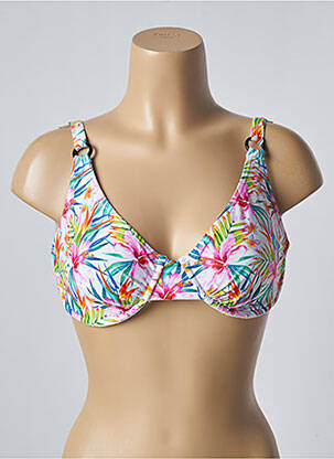 Sutien de costum de baie elasticitate sutien balconet cu decolteu înalt alb SUN PROJECT femeie
