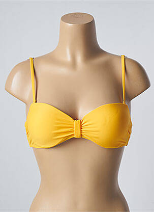 Sutien de costum de baie elasticitate sutien balconet cu decolteu înalt galben SUN PROJECT femeie