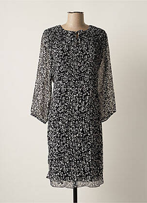 Rochie midi imprimeu floral mâneci lungi negru CHRISTINE LAURE femeie