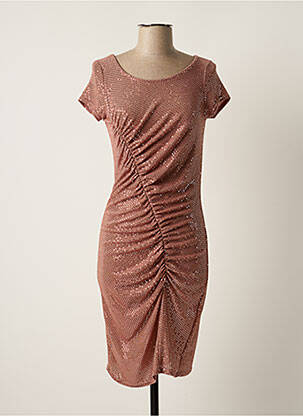 Rochie midi mâneci scurte mâneci scurte roz FILLE A SUIVRE femeie