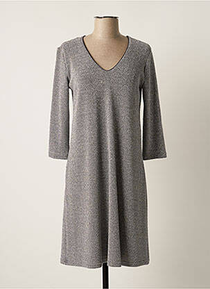 Rochie midi mâneci 3/4 mâneci 3/4 gri COTTONADE femeie