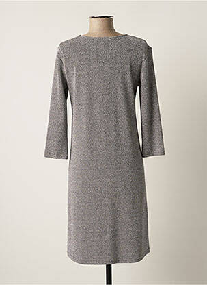 Rochie midi mâneci 3/4 mâneci 3/4 gri COTTONADE femeie