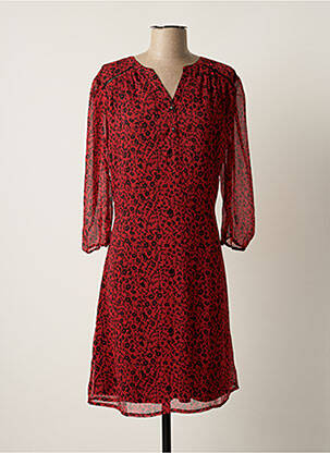 Rochie midi imprimeu floral mâneci 3/4 roșu CHRISTINE LAURE femeie