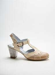 Sandale/pantofi decupați țesătură satinată toc de 4 la 6 cm bej ARTIKA SOFT femme