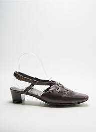 Sandale/pantofi decupați țesătură satinată toc de 4 la 6 cm maro DORNDORF femme