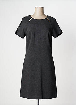 Rochie midi mâneci scurte mâneci scurte gri EVA KAYAN femeie