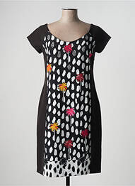 Rochie midi imprimeu fantezie mâneci scurte negru FUEGO WOMAN femme