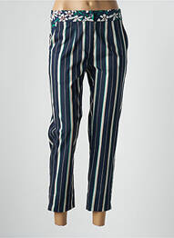 Pantalon 7/8 țesătură poplin talie joasă albastru POUPEE CHIC femeie