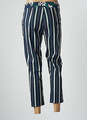Pantalon 7/8 țesătură poplin talie joasă albastru POUPEE CHIC femeie
