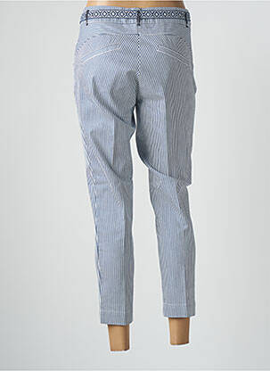 Pantalon trei sferturi țesătură poplin mărime normală albastru POUPEE CHIC femeie